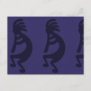 Postal Flauta Jugando la figura de Kokopelli - Negro sobr