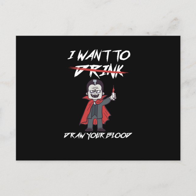 Postal Flebotomía Phlebotomy Vampiro Sangre Sangre Regalo (Anverso)