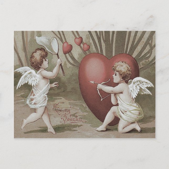 Postal Flecha Cupid Net Heart Bow (Anverso)