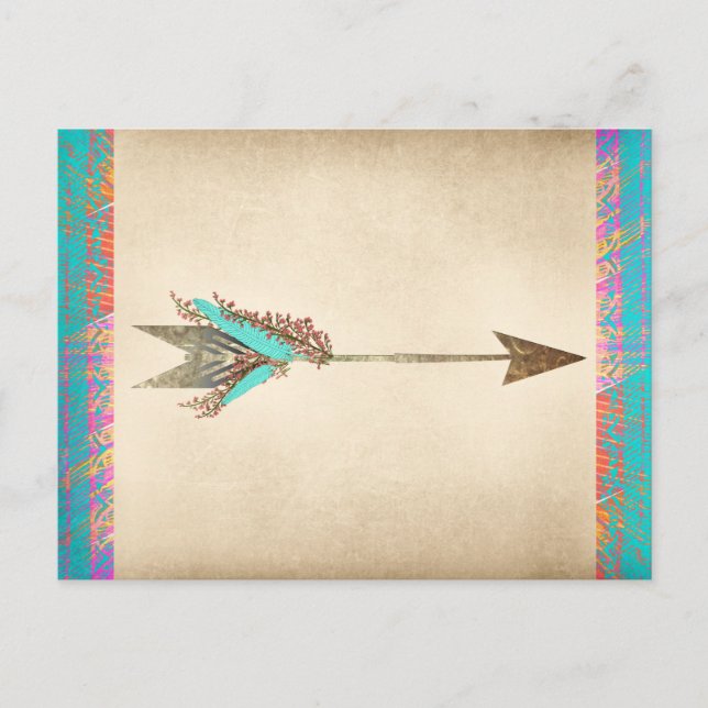 Postal Flecha Rustica Floral Bohemiana (Anverso)