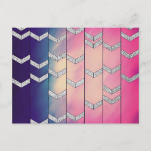 Postal Flecha Zig Zag Purpurina Aquarela Colorida de Moda