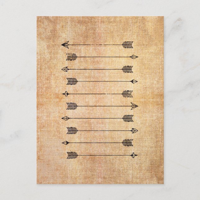 Postal Flechas de hipster de lino rústico (Anverso)