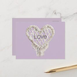 Postal Fleco de Corazón Blanco Lavanda