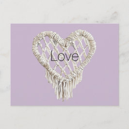 Postal Fleco de Corazón Blanco Lavanda