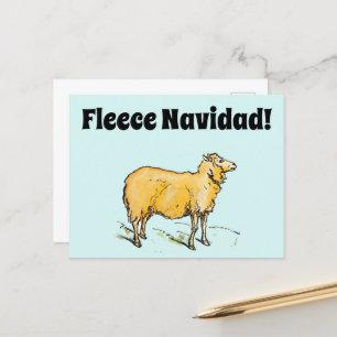Postal Fleece Feliz Navidad Gracioso Navidad Chiste ovino