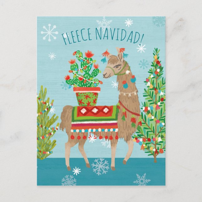 Postal Fleece Navidad | Lovely Llamas Navidad (Anverso)