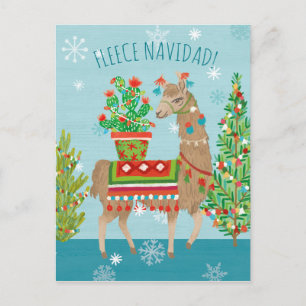 Postal Fleece Navidad   Lovely Llamas Navidad