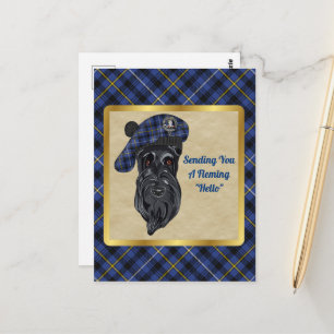 Postal Fleming Clan Badge & Tartan Postcard