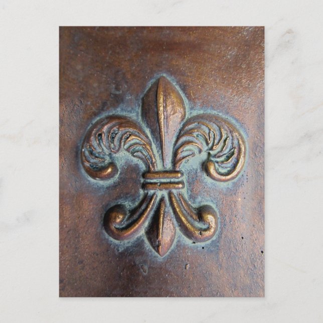 Postal Fleur De Lis, Impreso De Aspecto De Cobre Antiguo (Anverso)