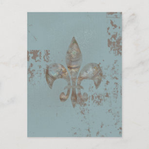 Postal Fleur De lis verde azulado