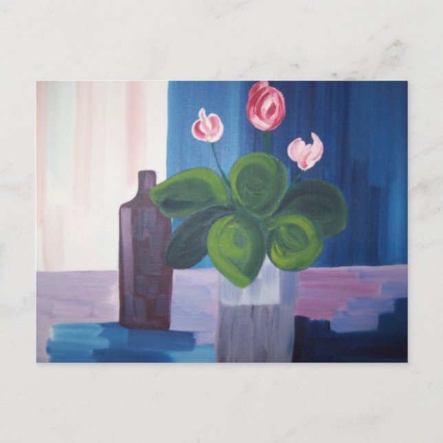 postal "fleur et bouteille bleu" (Anverso)