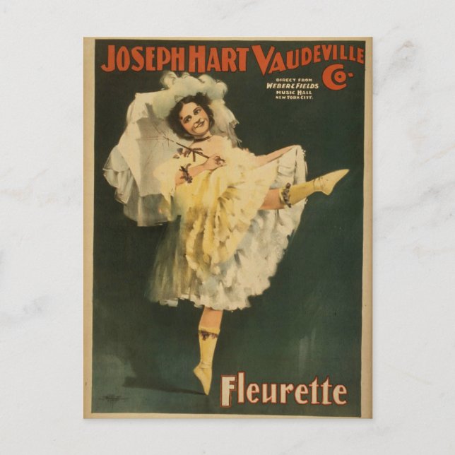 Postal Fleurette, 'Joseph Hart Vaudeville Co.' Retro Thea (Anverso)