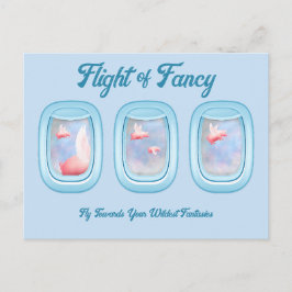 Postal Flight of Fancy-Pigs Flying Past Airplane Window P