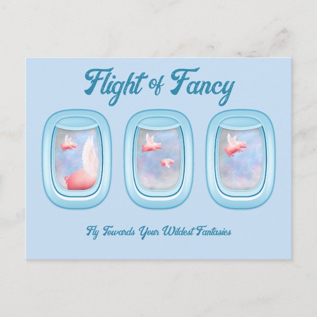 Postal Flight of Fancy-Pigs Flying Past Airplane Window P (Anverso)