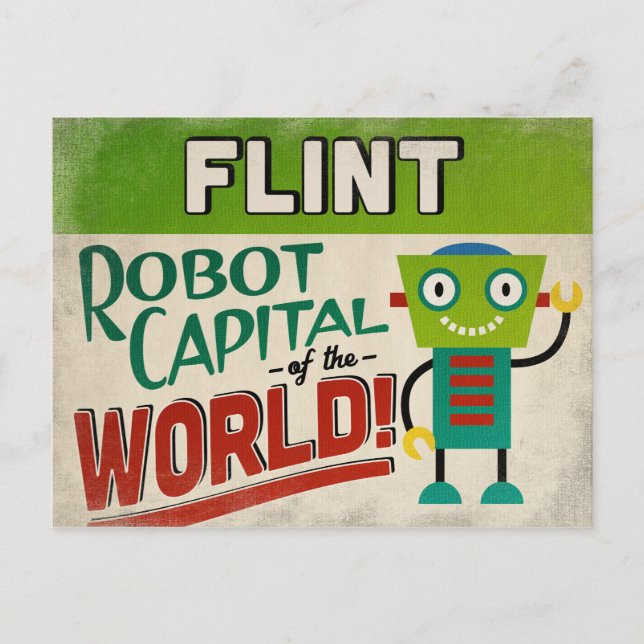 Postal Flint Michigan Robot - Gracioso Vintage (Anverso)