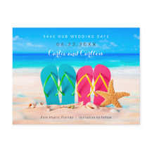 Flip Flops de playa en arena Guardar fecha