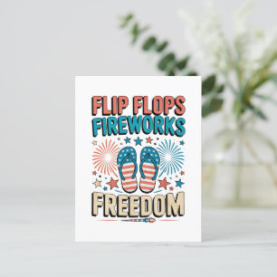 Postal Flip Flops, fuegos artificiales, libertad - Verano