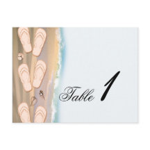 Flip Flops on the Beach Wedding Table Number