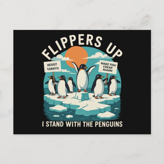 Postal Flippers Up I Stand With Penguins Funny Resist (Anverso)