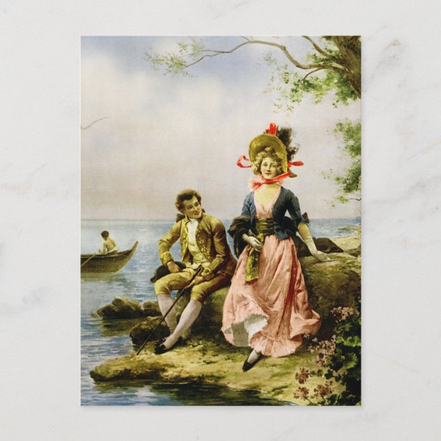 Postal "Flirt au Bord de la Mer" por Hippolyte Lucas (Anverso)