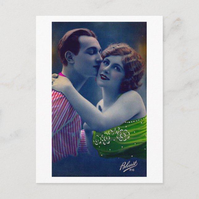 Postal Flirt francés - Amor romántico vintage (Anverso)