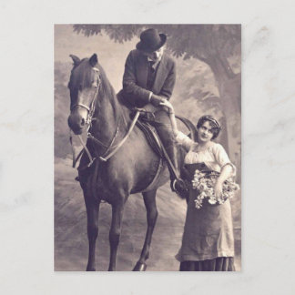 Postal Flirt francés - Caballo romántico vintage