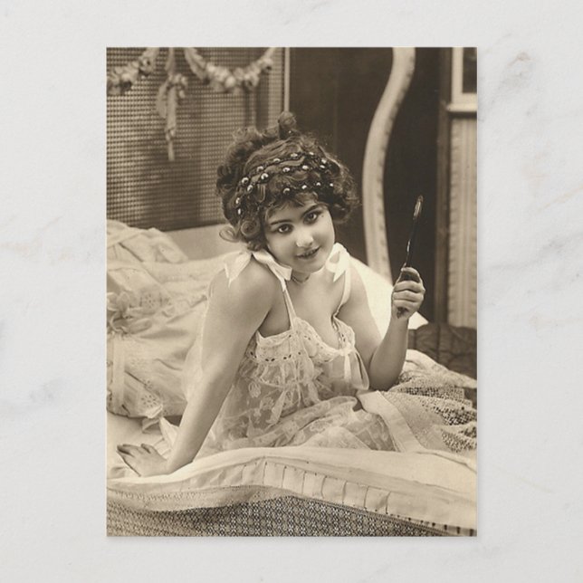 Postal Flirt francés - Chica de pinup de época (Anverso)