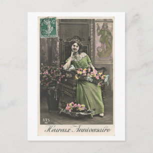 Postal Flirt francés - Hermoso retrato de mujer