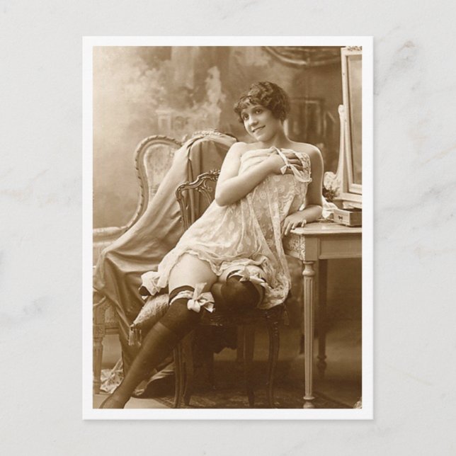 Postal Flirt francés - Pinup vintage (Anverso)