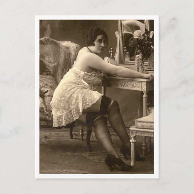Postal Flirt francés - Pinup vintage (Anverso)