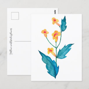 Postal Flor acuarela amarilla