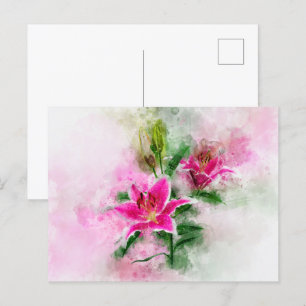 Postal Flor acuarela de Stargazer Lily - wb 02