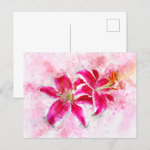 Postal Flor acuarela de Stargazer Lily - wb 03