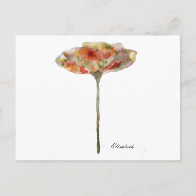 POSTAL FLOR, ACUARELA, PASTELES, ILUSTRACIÓN (Anverso)