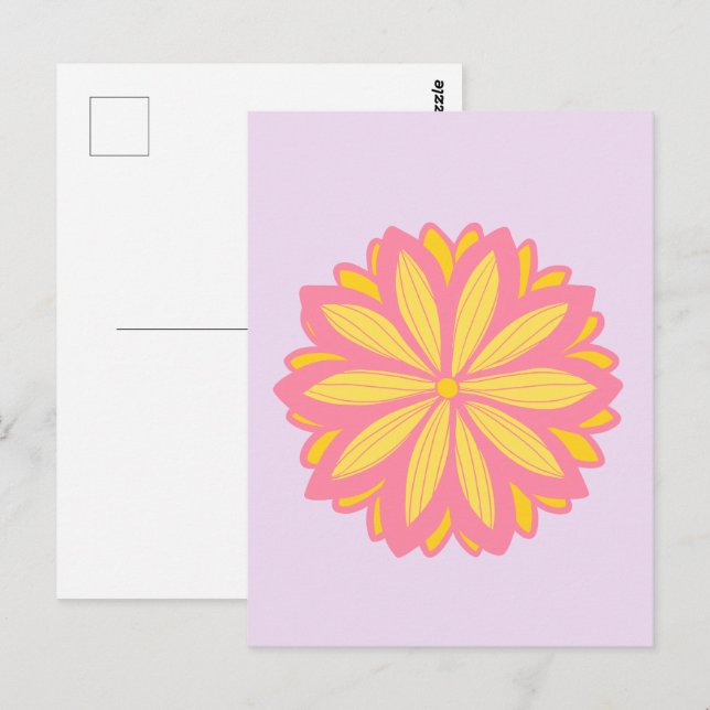 Postal Flor Amarilla Y Rosa Botánica (Anverso / Reverso)