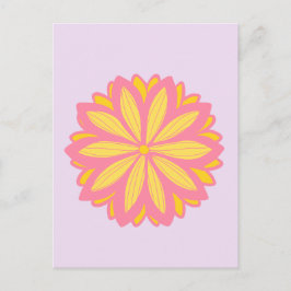 Postal Flor Amarilla Y Rosa Botánica