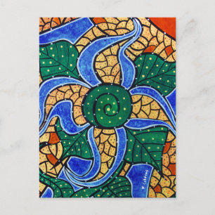 Postal Flor azul abstracta