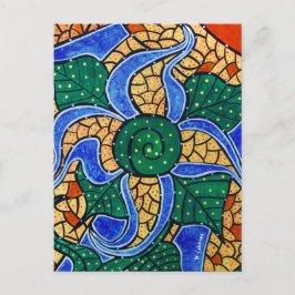 Postal Flor azul abstracta