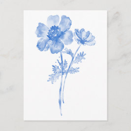 Postal Flor azul, acuarela floral
