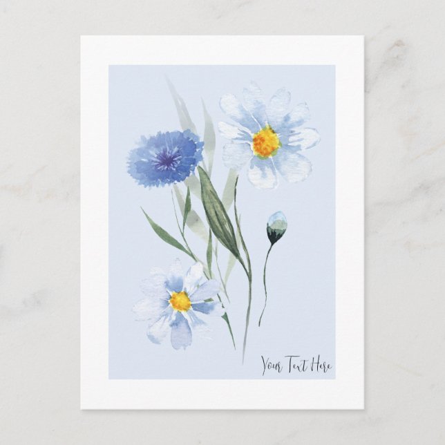 Postal Flor azul azul marino (Anverso)