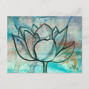 Postal Flor azul azul verde azulado Elegante Artsy Lotus