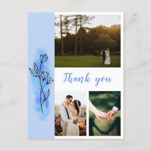 Postal Flor Azul Dusty Gracias Boda Foto Postcard