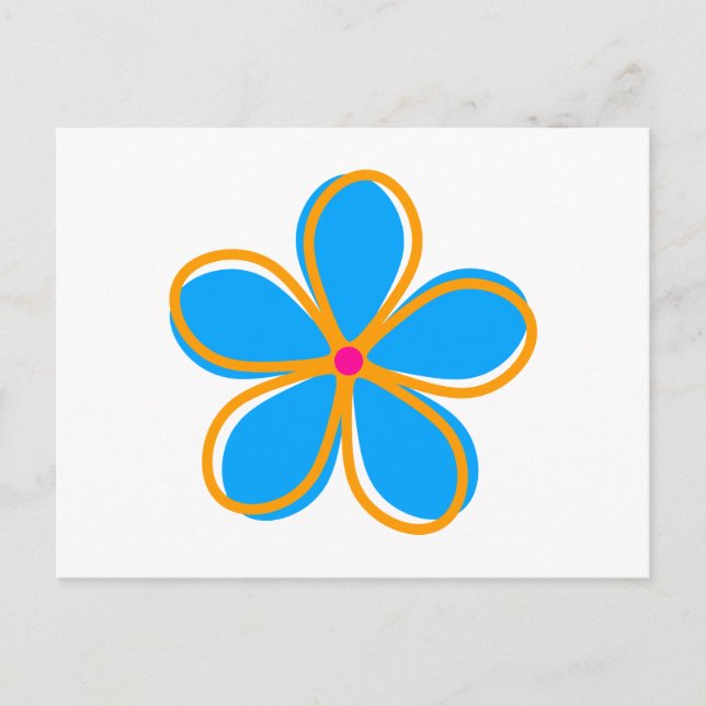 Postal Flor azul retro (Anverso)