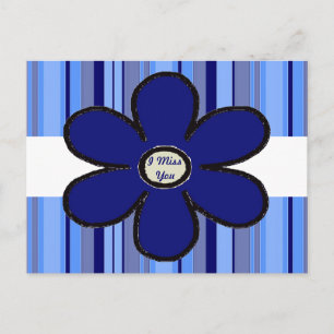 Postal Flor Azul Te Extraño Postcard