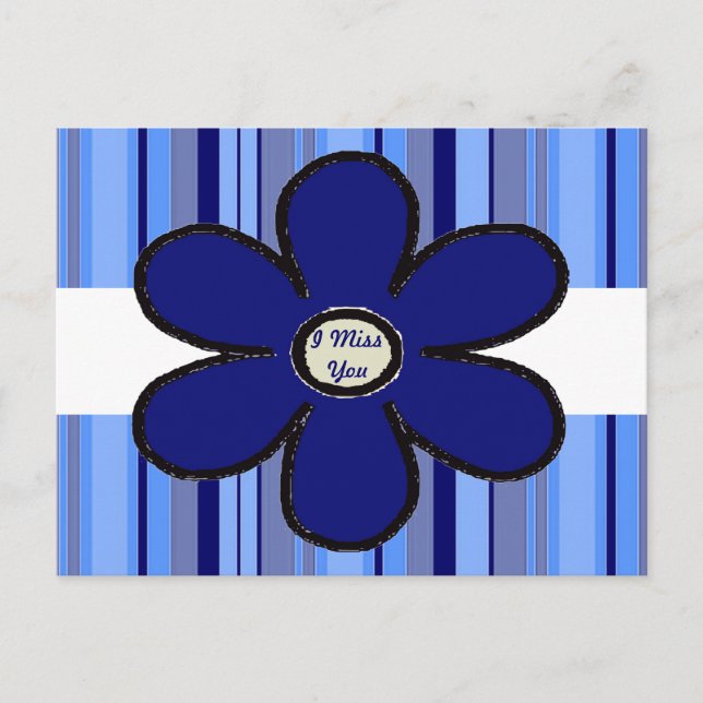 Postal Flor Azul Te Extraño Postcard (Anverso)