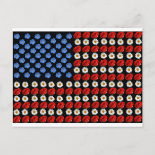 Postal Flor Bandera Americana