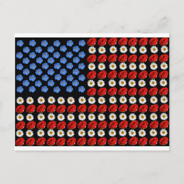 Postal Flor Bandera Americana (Anverso)