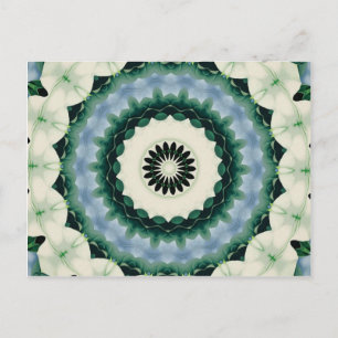 Postal Flor Blanca y Mandala Azul Cerúleo