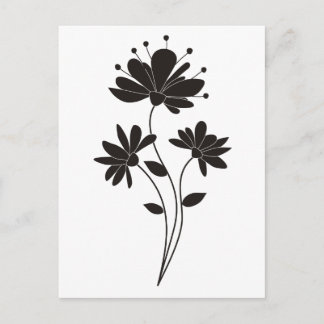 Postal Flor blanca y negra elegante