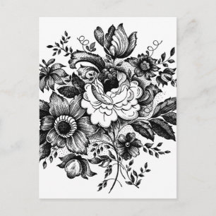 Postal Flor Bouquet Silhouette